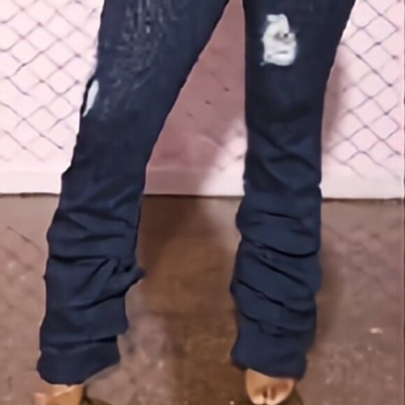 Swank A Posh โThe Costโ Distressed High Waist Jeans | Size Large (10โ12) NWT - Picture 1 of 9